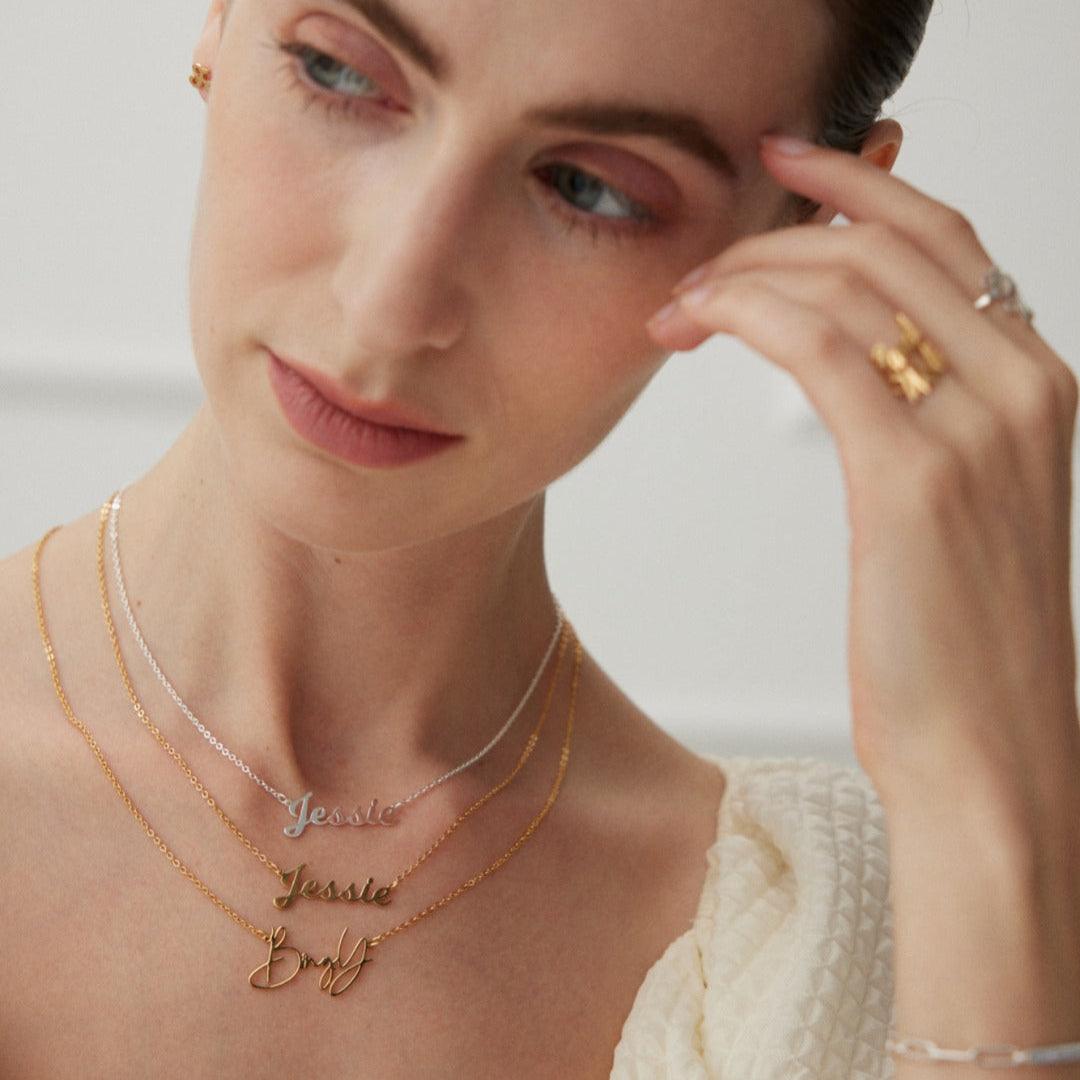Personalised Jewellery Silver & Gold Necklace-Name Letter Initial Necklace - Xaxa&Sie