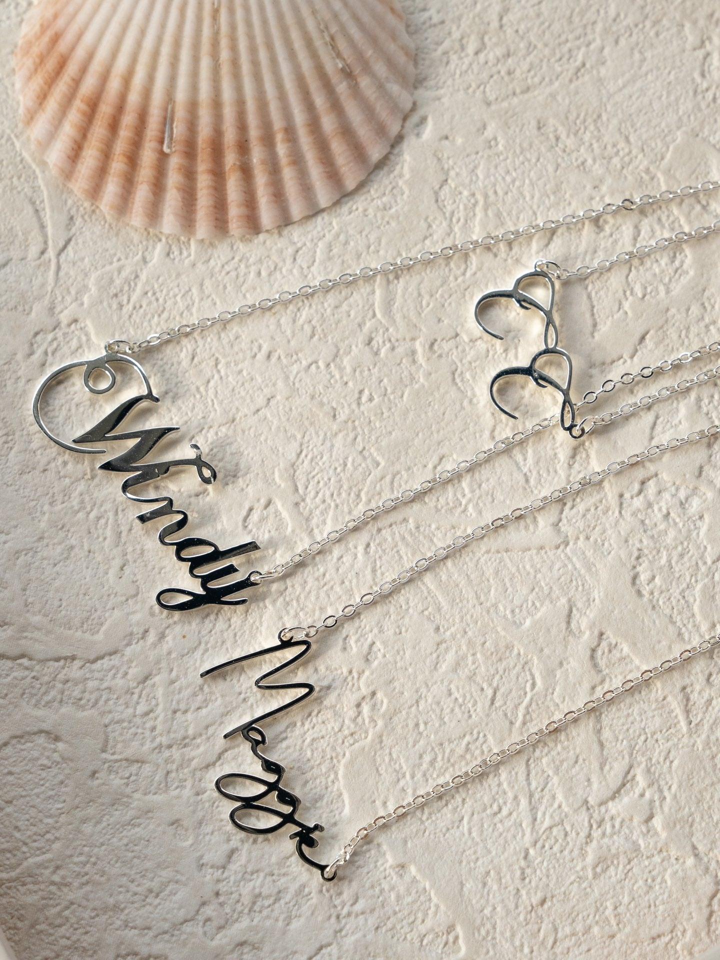 Personalised Jewellery Silver & Gold Necklace-Name Letter Initial Necklace - Xaxa&Sie