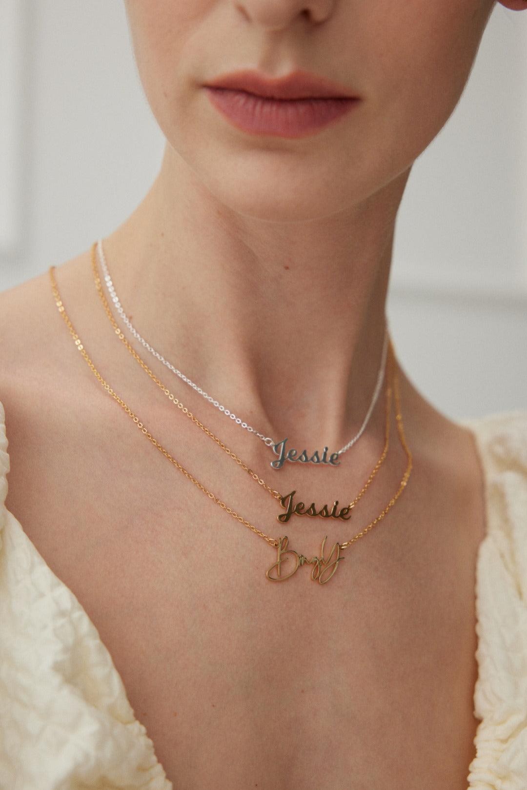 Personalised Jewellery Silver & Gold Necklace-Name Letter Initial Necklace - Xaxa&Sie