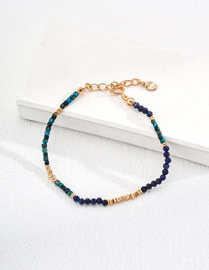 Silver Matching Couple Bracelets with Synthetic Emerald & Lapis Lazuli Jewelry - Xaxa&Sie