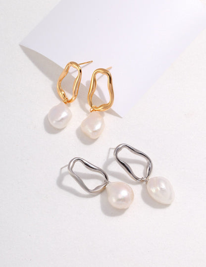 Serenity Baroque Pearl Gold Earrings-Charm Hoops in Gold &Silver - Xaxa&Sie