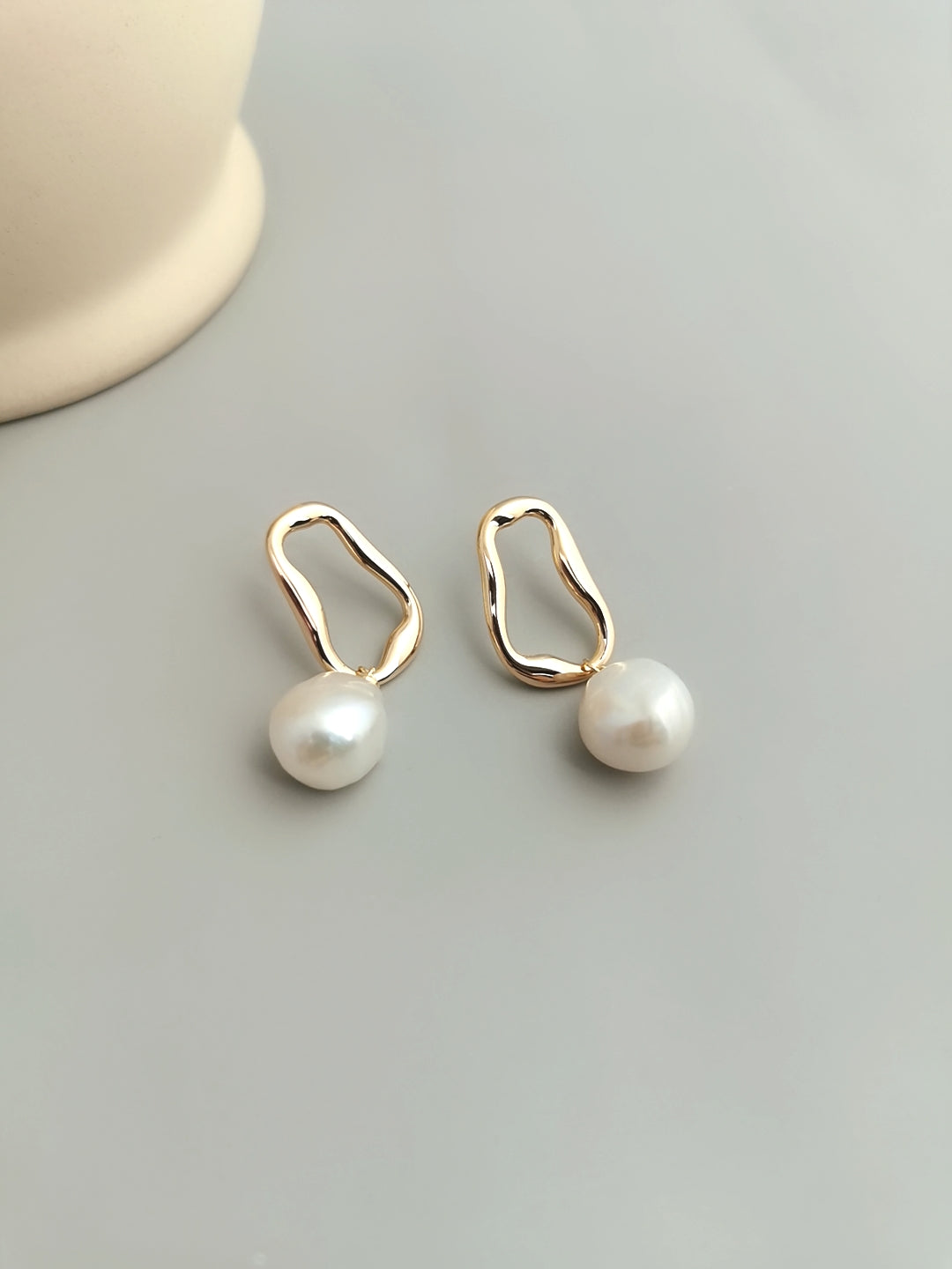 Serenity Baroque Pearl Gold Earrings-Charm Hoops in Gold &Silver - Xaxa&Sie