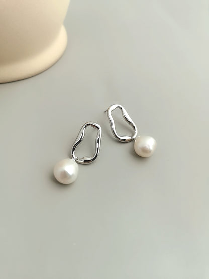 Serenity Baroque Pearl Gold Earrings-Charm Hoops in Gold &Silver - Xaxa&Sie