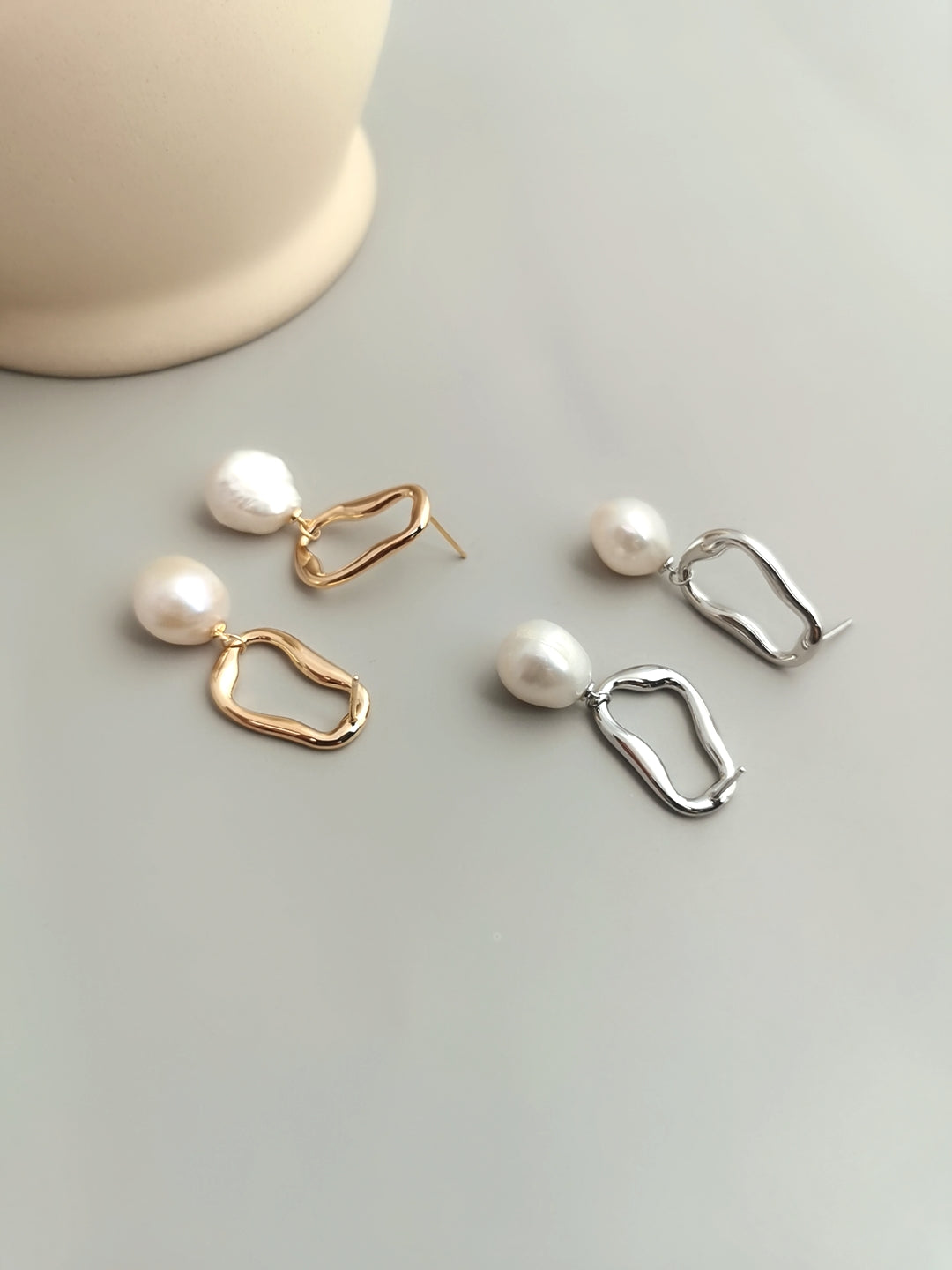 Serenity Baroque Pearl Gold Earrings-Charm Hoops in Gold &Silver - Xaxa&Sie