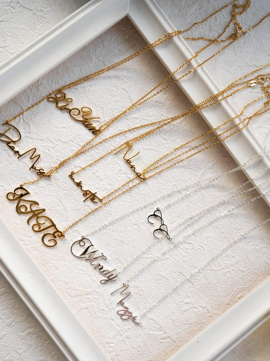 Personalised Jewellery Silver & Gold Necklace-Name Letter Initial Necklace - Xaxa&Sie