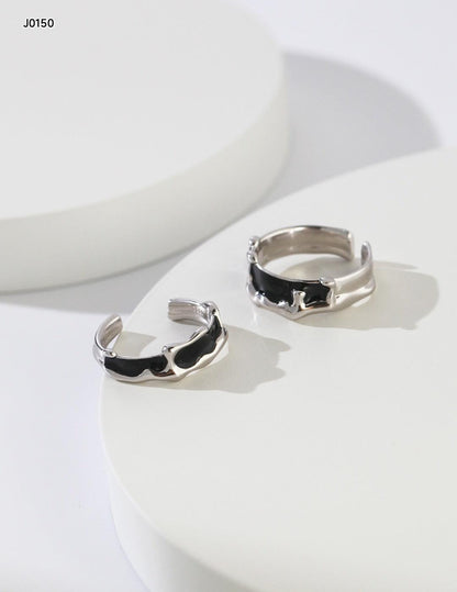 Sterling Silver Matching Couple Rings with Enamel Drip – Unique & Stylish Love Bands - Xaxa&Sie