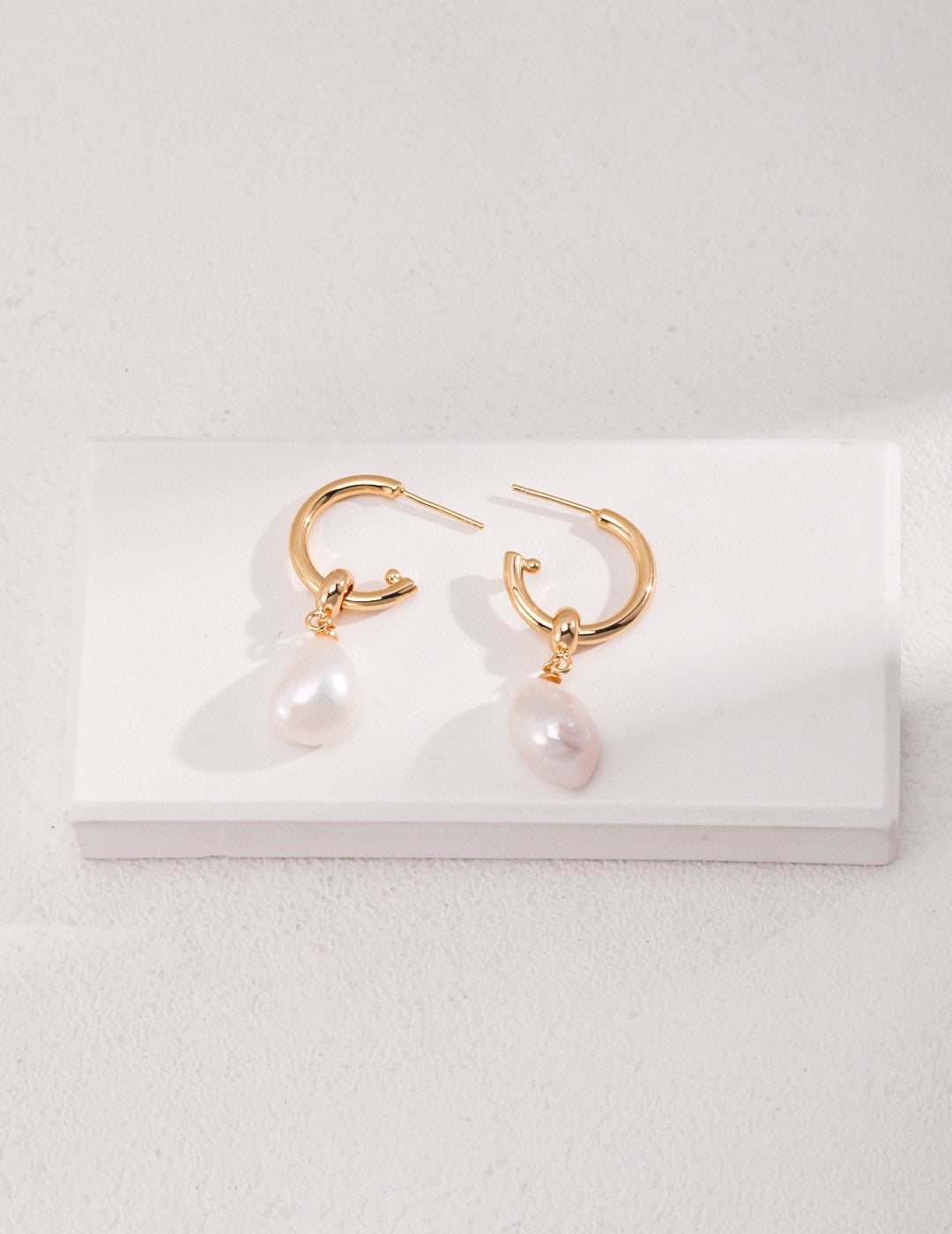 Silver Pearl Charm Huggies in Gold Color Earrings - Xaxa&Sie